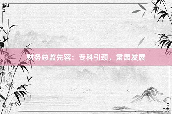 财务总监先容：专科引颈，肃肃发展